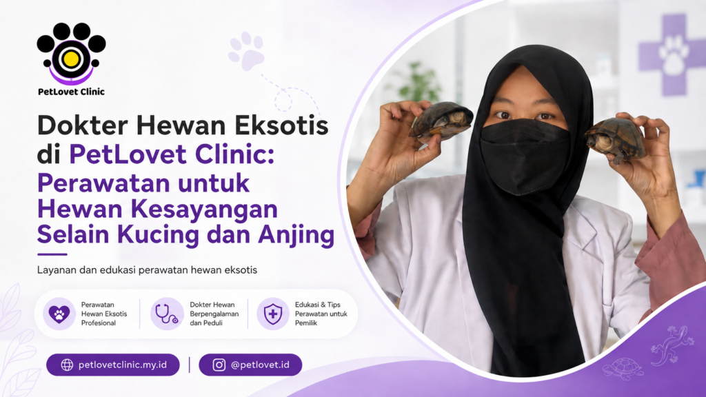 Dokter hewan eksotis memeriksa kura-kura di PetLovet Clinic
